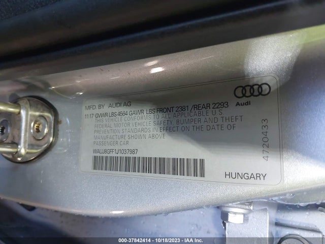 WAUJ8GFF1J1037987 Audi A3 Sedan Premium Plus