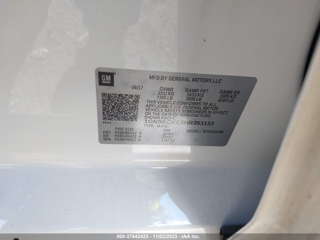 Chevrolet Tahoe Premier 2017 1GNSKCKC9HR353153 Image 9