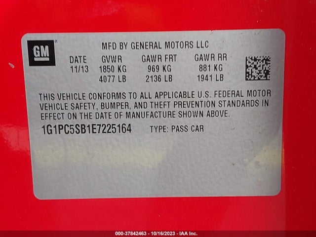 Chevrolet Cruze 1lt 2014 1G1PC5SB1E7225164 Image 9