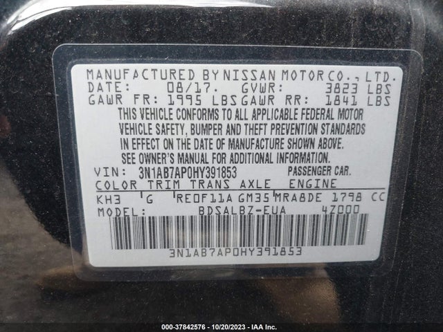 Nissan SENTRA S 2017 3N1AB7AP0HY391853 Image 9