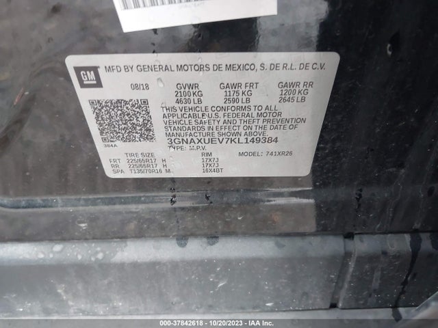 Chevrolet EQUINOX LT 2019 3GNAXUEV7KL149384 Image 9