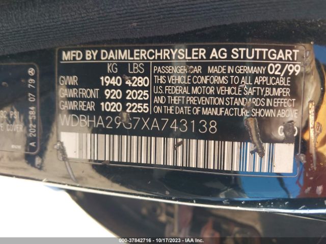 1999 MERCEDES-BENZ C-CLASS WDBHA29G7XA743138 Photo 8