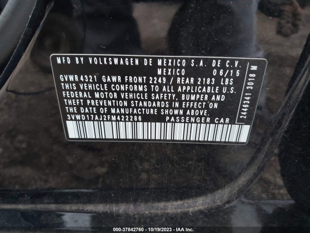 3VWD17AJ2FM422286 Volkswagen Jetta Sedan 1.8t Sport