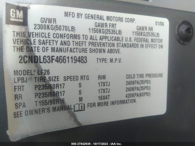 2006 CHEVROLET EQUINOX 2CNDL63F466119483 Photo 8