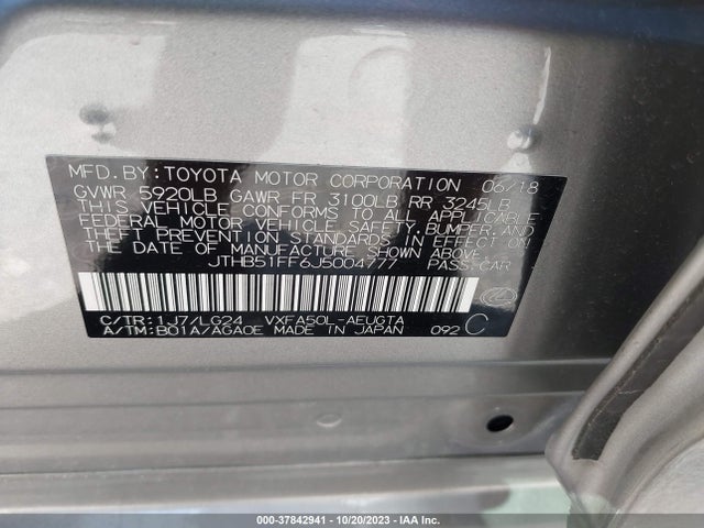 JTHB51FF6J5004777 Lexus Ls Ls 500