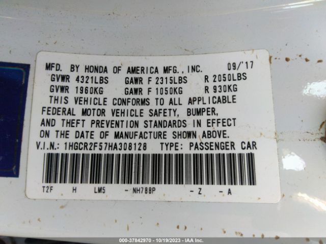 1HGCR2F57HA308128 Honda Accord Sport