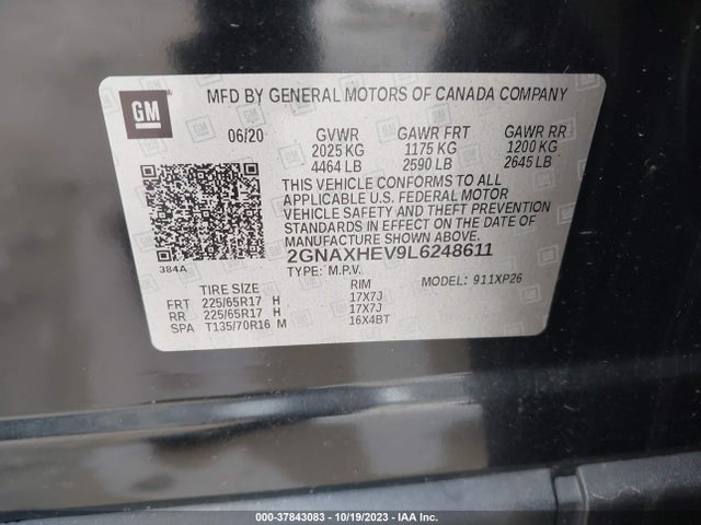 Chevrolet EQUINOX LS 2020 2GNAXHEV9L6248611 Image 9