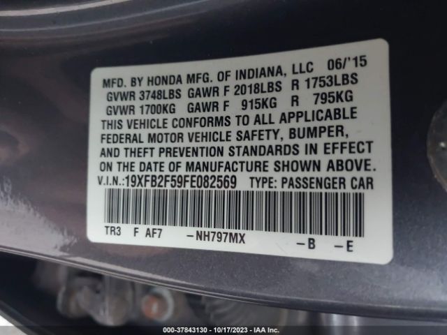 19XFB2F59FE082569 Honda Civic Sedan Lx