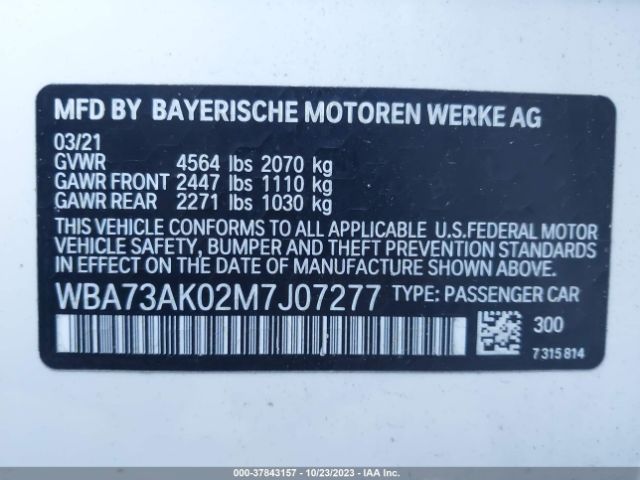 WBA73AK02M7J07277 BMW 2 Series 228i Xdrive