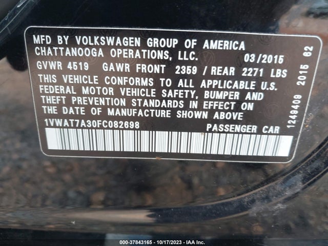 1VWAT7A30FC082698 Volkswagen Passat 1.8t Limited Edition