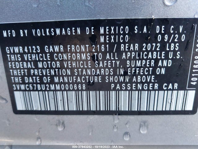 3VWC57BU2MM000668 Volkswagen Jetta S/se/r-line