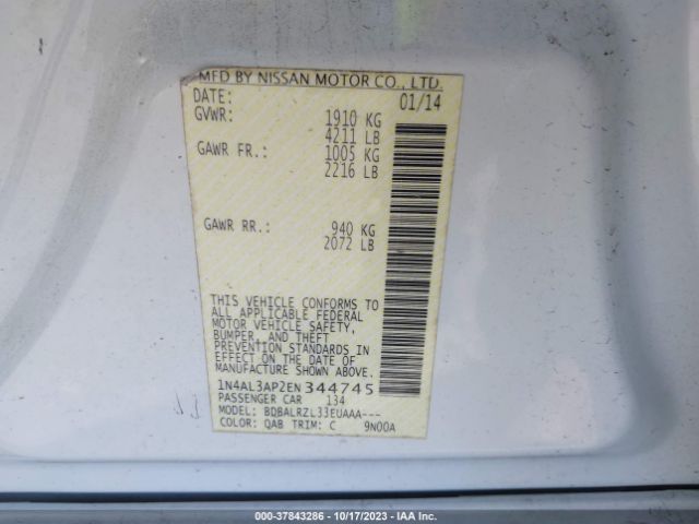 1N4AL3AP2EN344745 Nissan ALTIMA 2.5