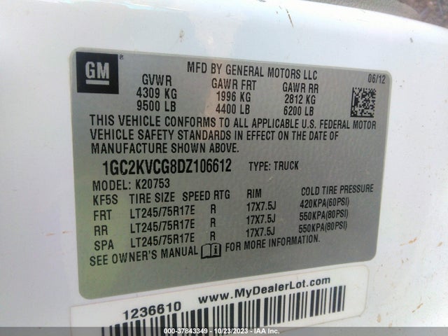 2013 CHEVROLET SILVERADO 2500HD WORK TRUCK VIN: 1GC2KVCG8DZ106612