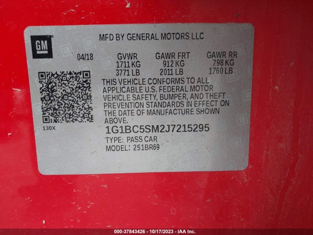 Chevrolet CRUZE LS 2018 1G1BC5SM2J7215295 Image 9