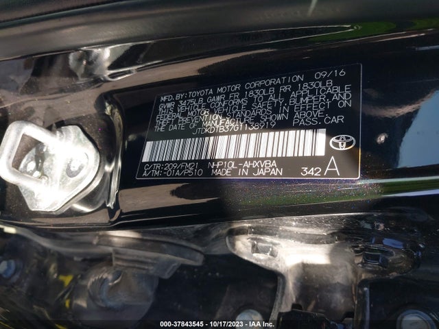 Toyota Prius C One/two/three/four 2016 JTDKDTB37G1138919 Image 9