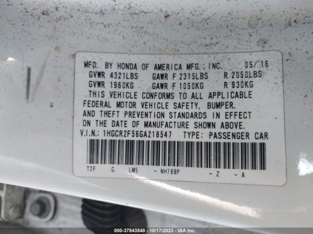 1HGCR2F56GA218547 Honda Accord Sedan Sport