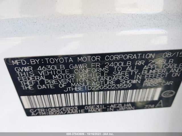 JTHBE1D22G5023559 Lexus IS 350