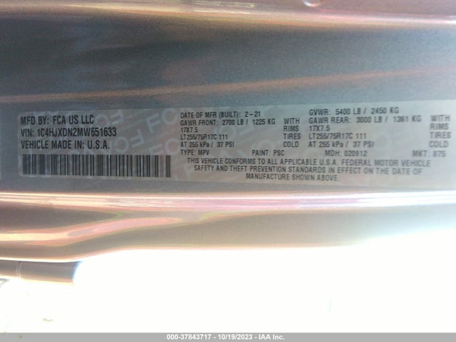 1C4HJXDN2MW651633 Jeep Wrangler Unlimited Willys