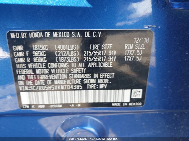 Honda HR-V EX 2019 3CZRU5H5XKM704385 Image 9
