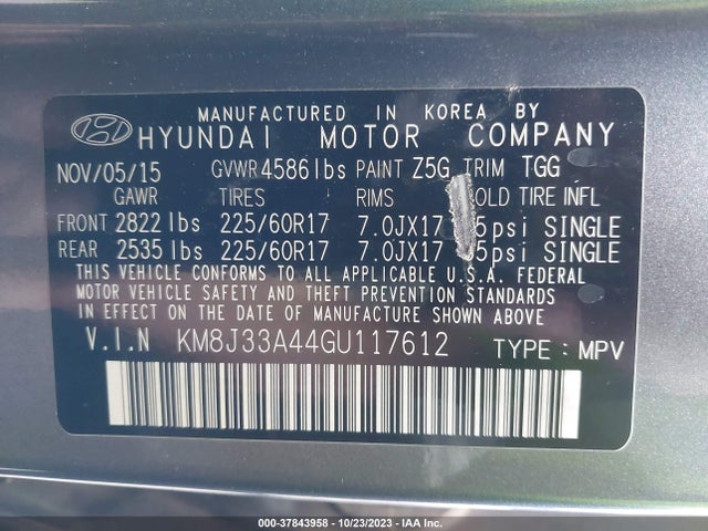 Hyundai TUCSON SE 2016 KM8J33A44GU117612 Image 9