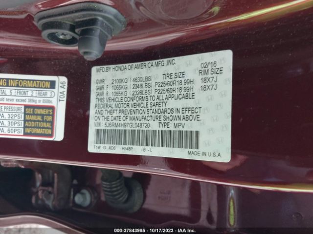 5J6RM4H97GL048720 Honda Cr-v Touring