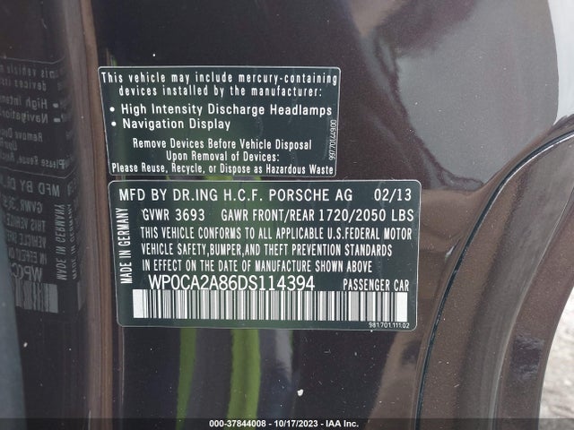 2013 PORSCHE BOXSTER WP0CA2A86DS114394 Photo 8