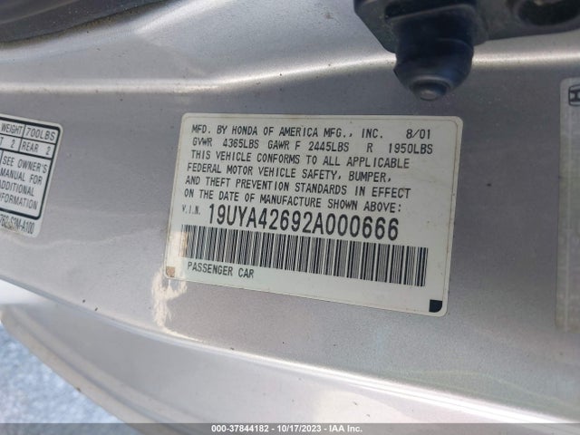 2002 ACURA CL TYPE S VIN: 19UYA42692A000666