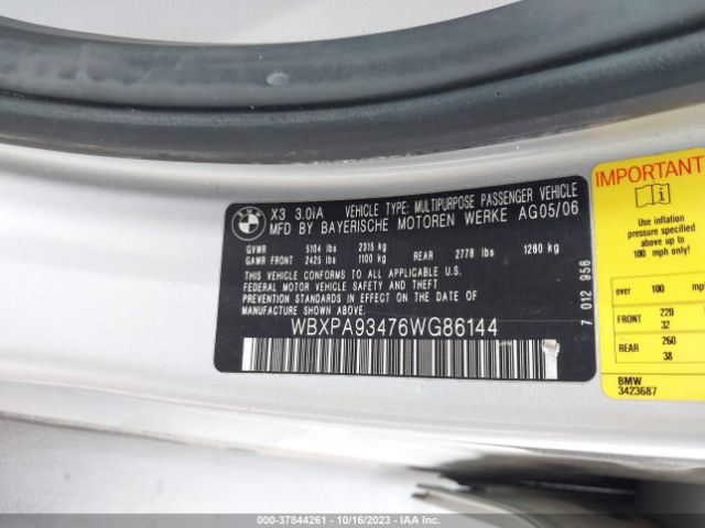 2006 BMW X3 WBXPA93476WG86144 Photo 8