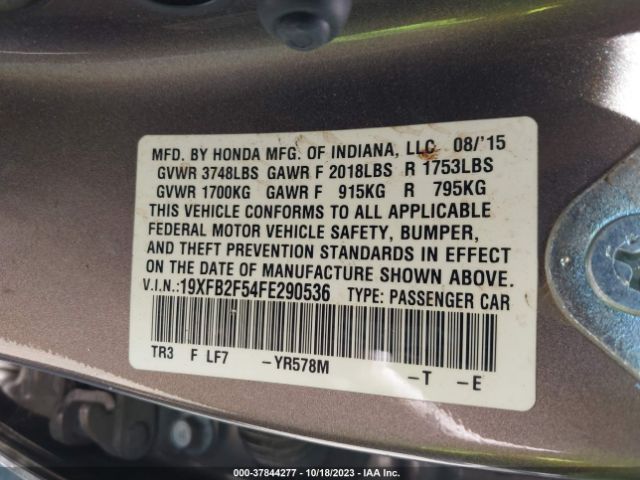 19XFB2F54FE290536 Honda Civic Sedan Lx