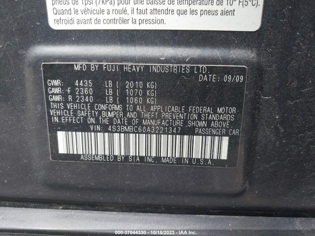 2010 SUBARU LEGACY 4S3BMBC60A3221347 Photo 8