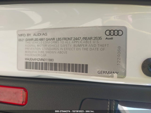 WAUEAAF42MN011980 Audi A4 Premium Plus 45 Tfsi S Line Quattro S Tronic