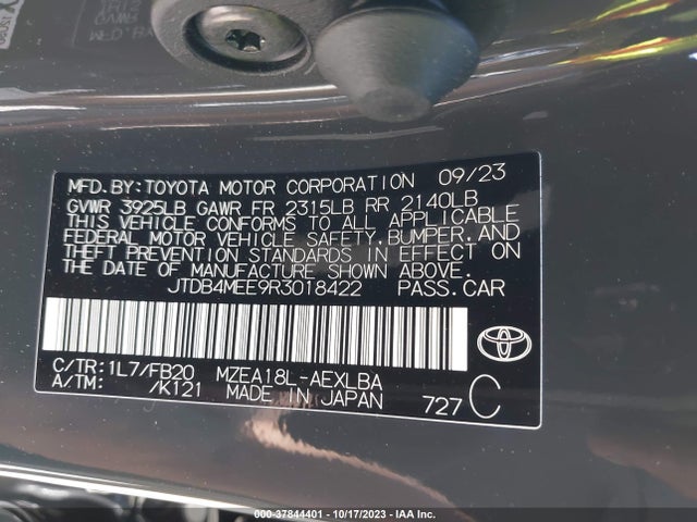 Toyota COROLLA LE 2024 JTDB4MEE9R3018422 Image 9