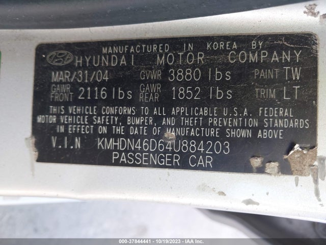 2004 HYUNDAI ELANTRA GT GLS VIN: KMHDN46D64U884203