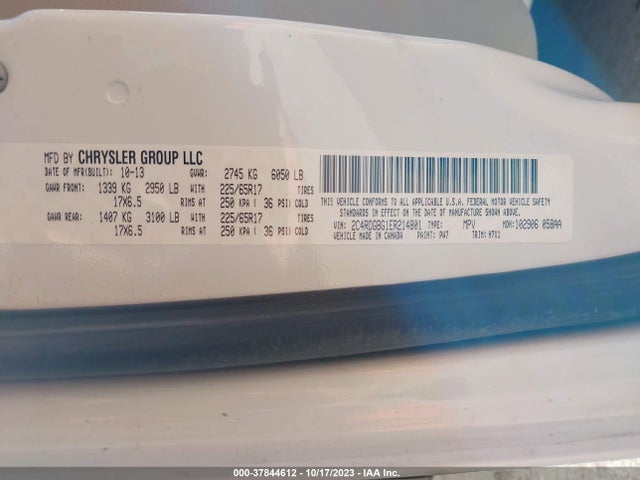 Dodge Grand Caravan Avp/se 2014 2C4RDGBG1ER214801 Image 9