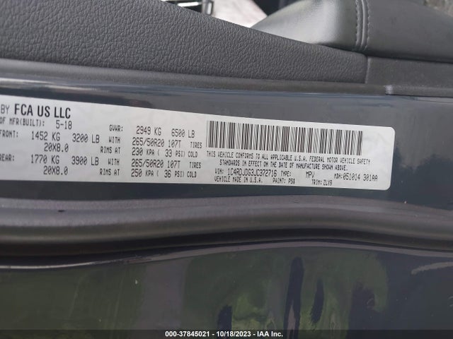 Dodge DURANGO GT 2018 1C4RDJDG3JC372716 Image 9