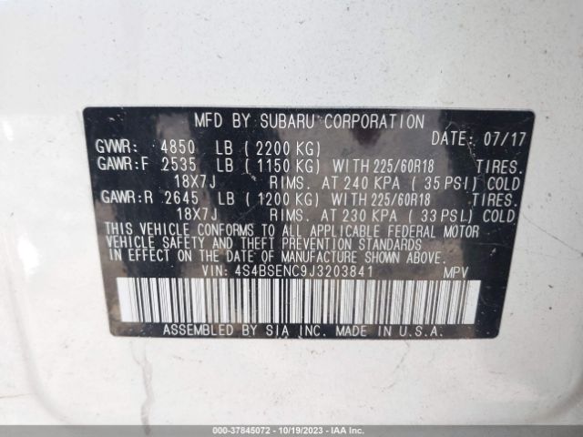 4S4BSENC9J3203841 Subaru Outback Limited