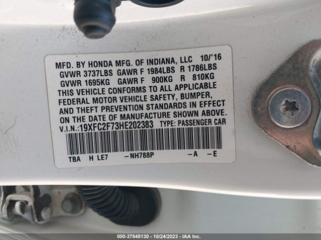 19XFC2F73HE202383 Honda Civic Sedan Ex