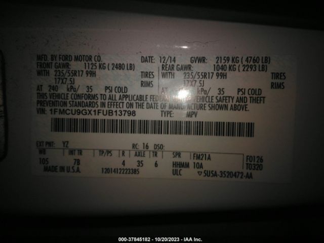 1FMCU9GX1FUB13798 Ford ESCAPE SE