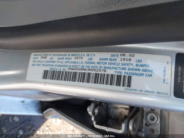 2003 VOLKSWAGEN JETTA SEDAN 3VWSK69M63M052078 Photo 8
