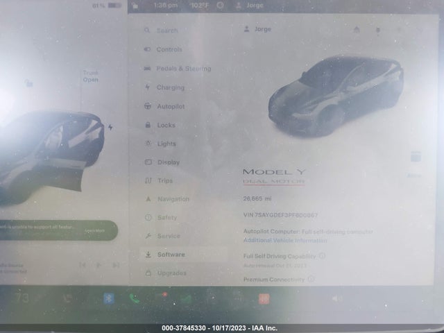 2023 TESLA MODEL Y PERFORMANCE DUAL MOTOR ALL-WHEEL DRIVE/AWD VIN: 7SAYGDEF3PF600867