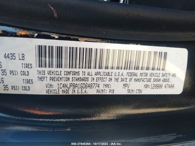 1C4NJPBA1GD648774 Jeep Patriot Sport