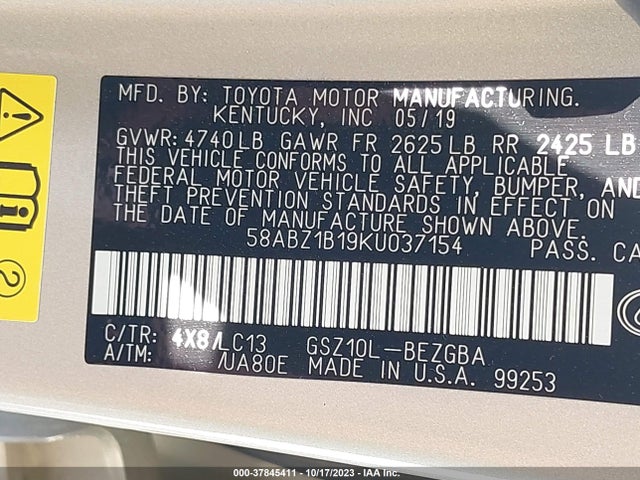 58ABZ1B19KU037154 Lexus Es Es 350