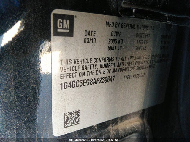 2010 BUICK LACROSSE CXL VIN: 1G4GC5EG8AF239847