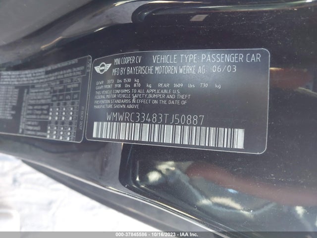 2003 MINI COOPER HARDTOP WMWRC33483TJ50887 Photo 8