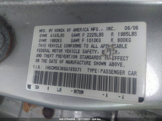 2006 HONDA ACCORD SDN 1HGCM56366A165071 Photo 8