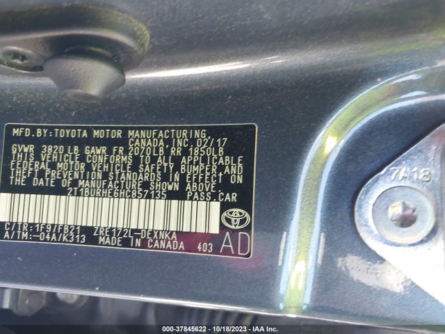 Toyota COROLLA LE 2017 2T1BURHE6HC857135 Image 9
