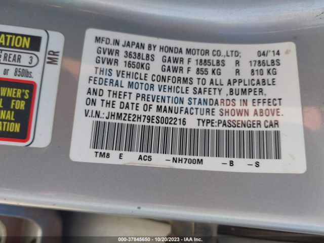 JHMZE2H79ES002216 Honda INSIGHT EX