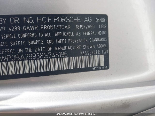 2008 PORSCHE 911 WP0BA29938S745196 Photo 8