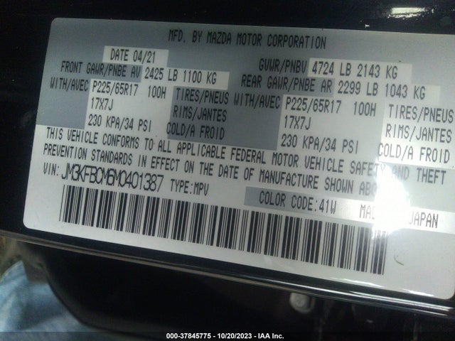 Mazda Cx-5 Touring 2021 JM3KFBCM6M0401387 Image 9