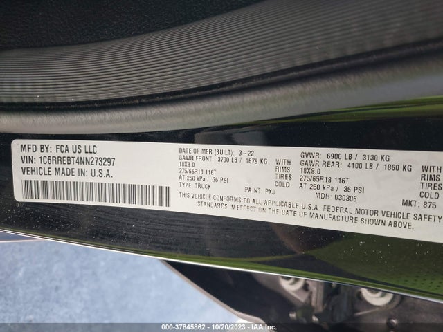 1C6RREBT4NN273297 RAM 1500 Big Horn